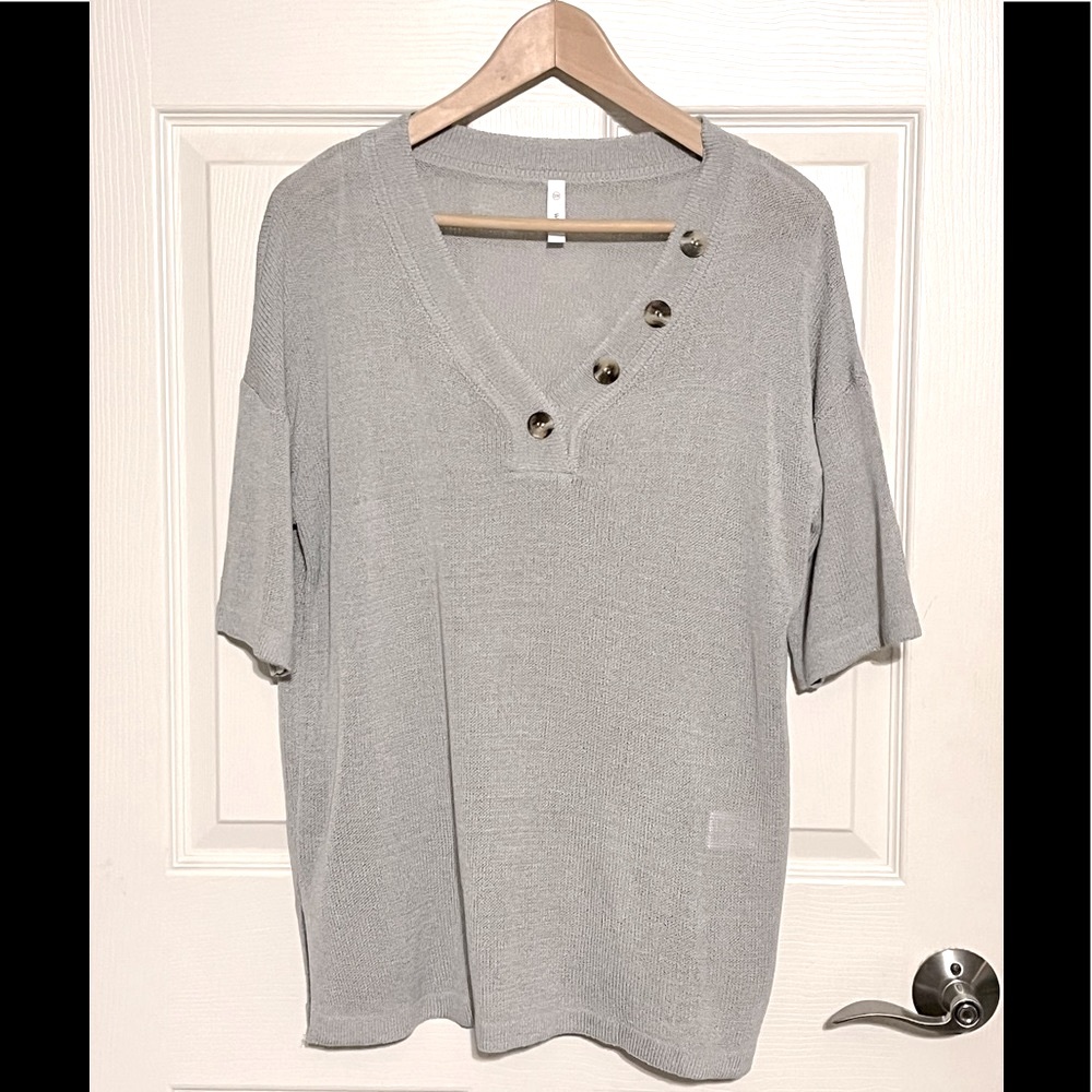 Wishlist Button-Detail V-Neck Sweater